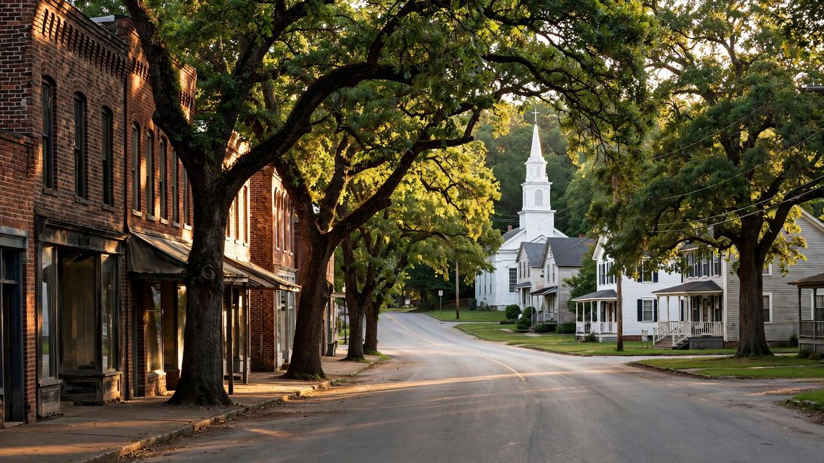 Small town street in Carthage, Tennessee