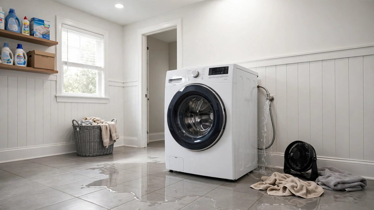 Appliance leak cleanup around a water heater in a Lebanon TN home