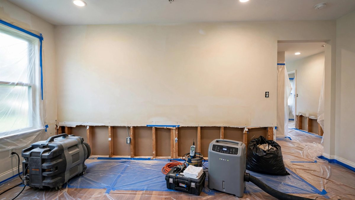 Water damage restoration work in a Lebanon TN home